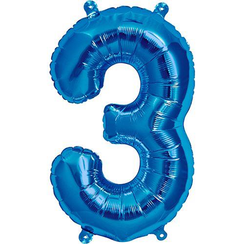 16" Mavi Rakam Folyo Balon - 3