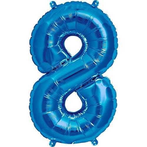 16" Mavi Rakam Folyo Balon - 8