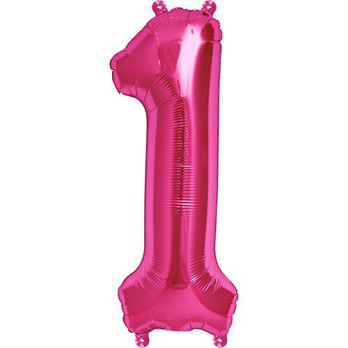 16" Pembe Rakam Folyo Balon - 1
