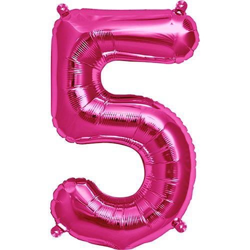 16" Pembe Rakam Folyo Balon - 5