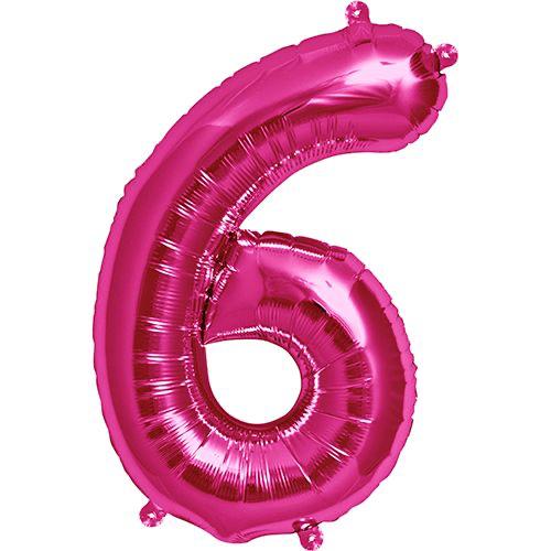 16" Pembe Rakam Folyo Balon - 6