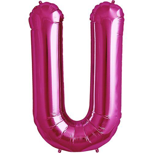16" Pembe Harf Folyo Balon - U