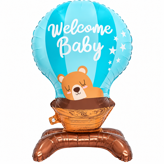 Ayaklı Mavi Welcome Baby Folyo Balon