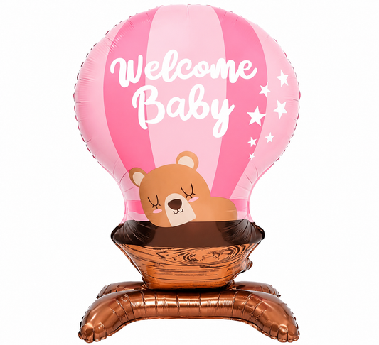 Ayaklı Pembe Welcome Baby Folyo Balon