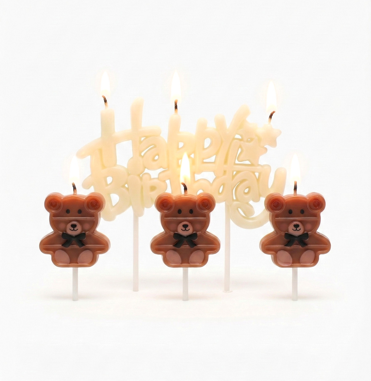 Ayı Happy Birthday 4'lü Doğum Günü Mumu