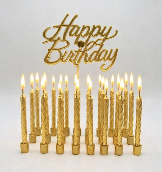 Gold Happy Birthday 11'li Doğum Günü Mumu