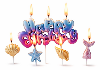 Deniz Kızı Happy Birthday 5'li Doğum Günü Mumu