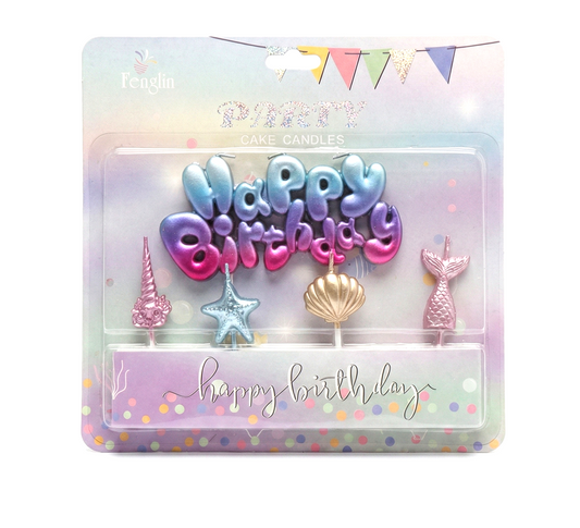 Deniz Kızı Happy Birthday 5'li Doğum Günü Mumu