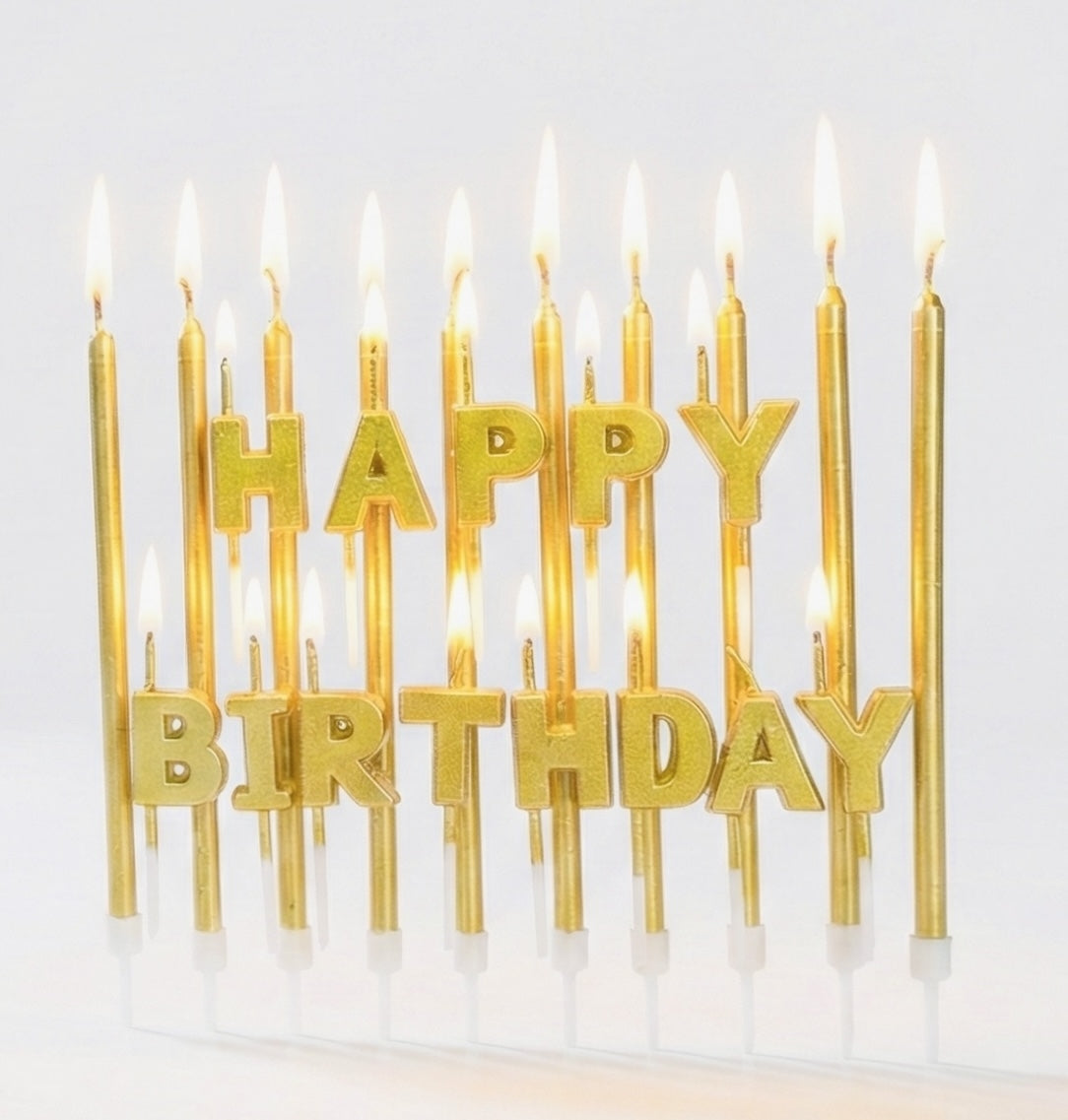 Gold Happy Birthday 23'lü Doğum Günü Mumu
