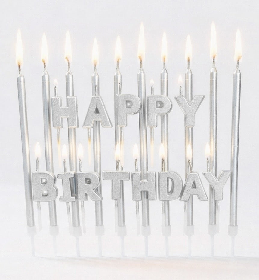 Gümüş Happy Birthday 23'lü Doğum Günü Mumu