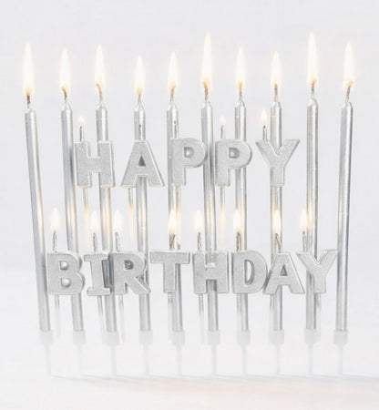 Gümüş Happy Birthday 23'lü Doğum Günü Mumu