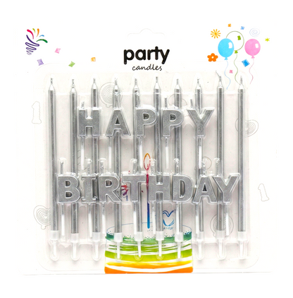 Gümüş Happy Birthday 23'lü Doğum Günü Mumu