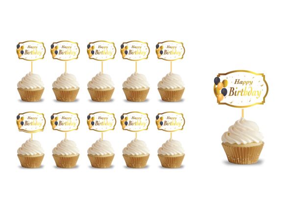 Kürdan Happy Birthday Beyaz Varaklı 10'lu