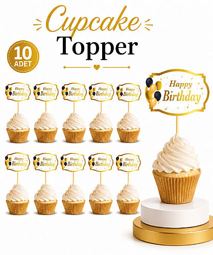 Kürdan Happy Birthday Beyaz Varaklı 10'lu