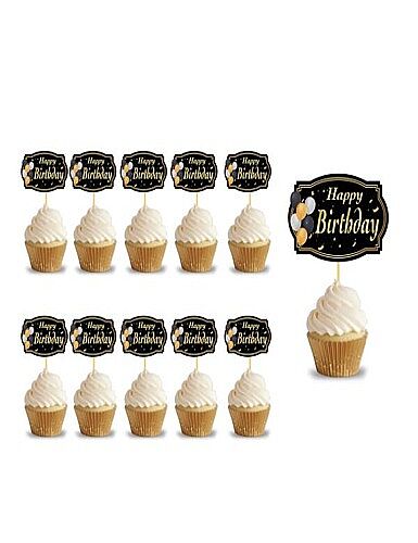 Kürdan Happy Birthday Siyah Varaklı 10'lu
