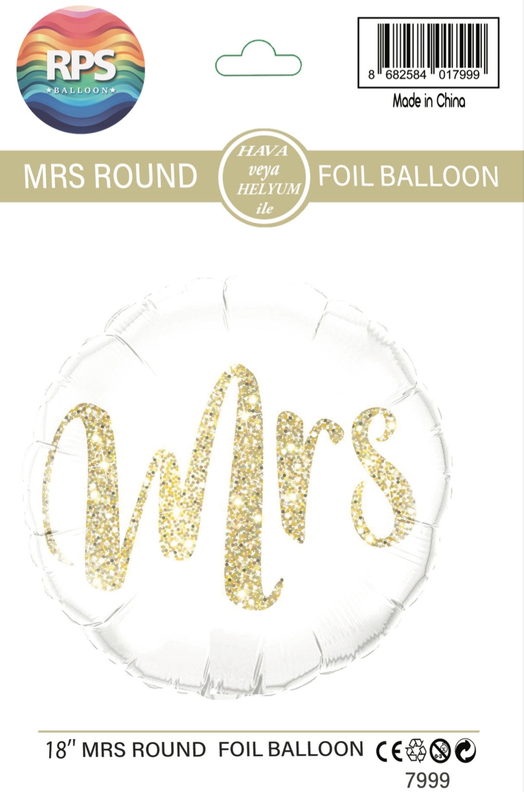 18" Mrs Yuvarlak Folyo Balon