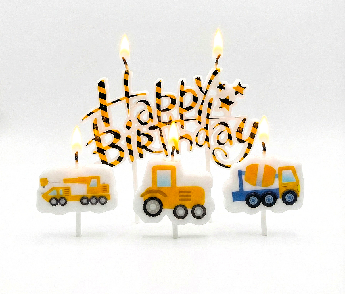 İnşaat Happy Birthday 4'lü Doğum Günü Mumu