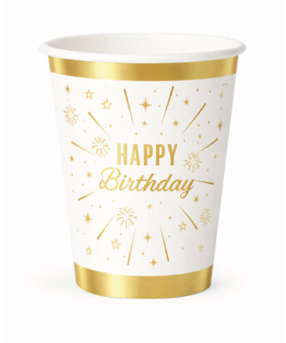 6 Kişilik Gold Varaklı Happy Birthday Karton Tabak + Bardak Seti