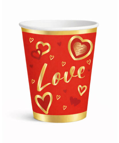 8 Kişilik Love Karton Tabak + Bardak Seti