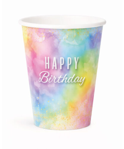 8 Kişilik Makaron Happy Birthday Karton Tabak + Bardak Seti