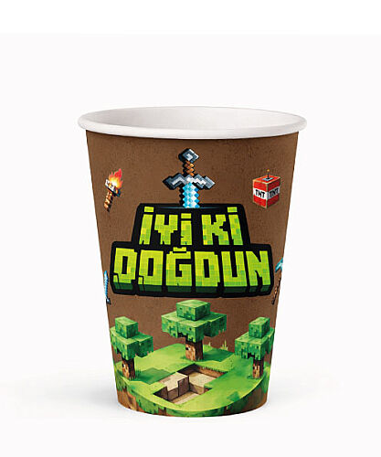 8 Kişilik Pixel Karton Tabak + Bardak Seti