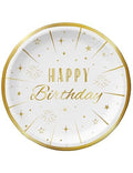 6 Kişilik Gold Varaklı Happy Birthday Karton Tabak + Bardak Seti