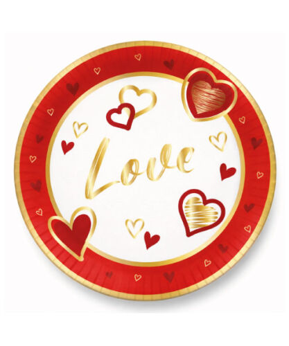 8 Kişilik Love Karton Tabak + Bardak Seti