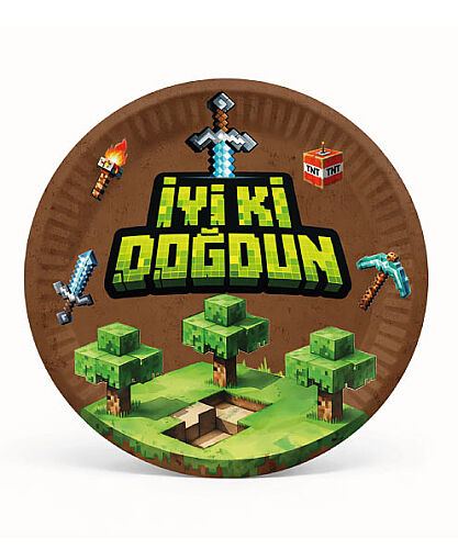 8 Kişilik Pixel Karton Tabak + Bardak Seti
