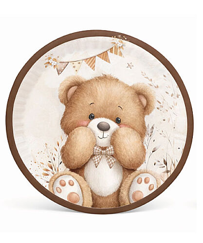 8 Kişilik Teddy Bear Karton Tabak + Bardak Seti