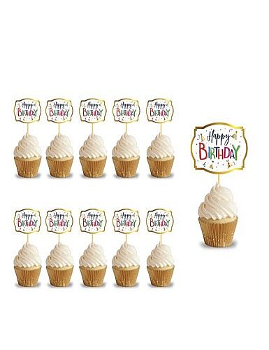 Kürdan Happy Birthday Renkli Varaklı 10'lu