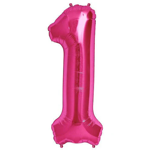 34" Pembe Rakam Folyo Balon - 1