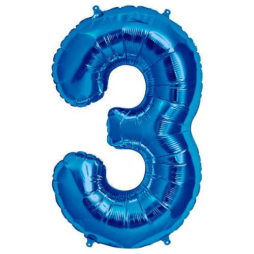 34" Mavi Rakam Folyo Balon - 3