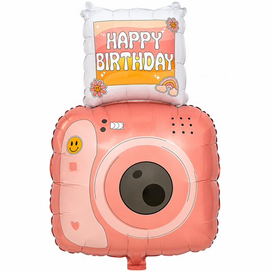 Pembe Fotoğraf Makinesi Folyo Balon