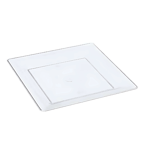 Plastik Kare Tabak Porselen Görünümlü Şeffaf 18 cm 10'lu