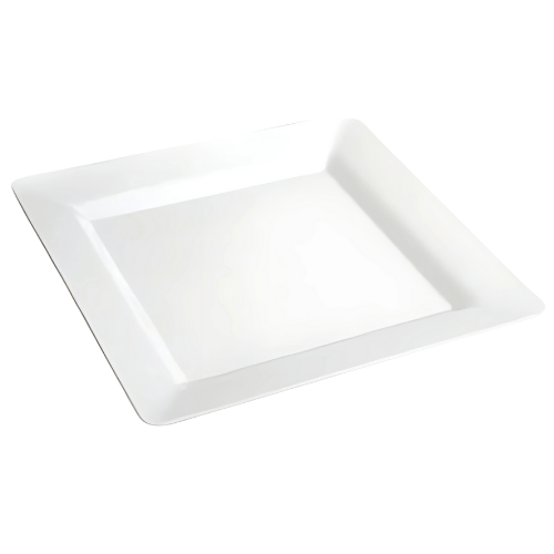 Plastik Kare Tabak Porselen Görünümlü Beyaz 22 cm 10'lu