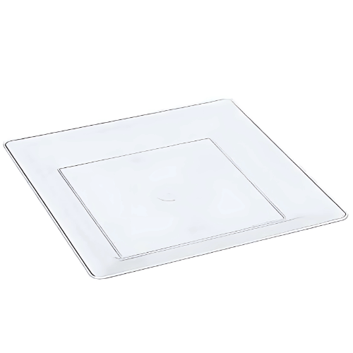 Plastik Kare Tabak Porselen Görünümlü Şeffaf 22 cm 10'lu