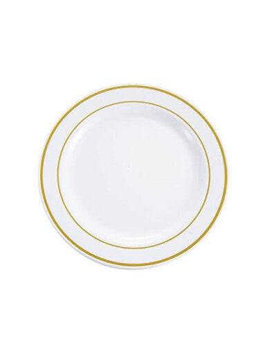 Plastik Tabak Porselen Görünümlü Gold Varaklı 18 cm 12'li