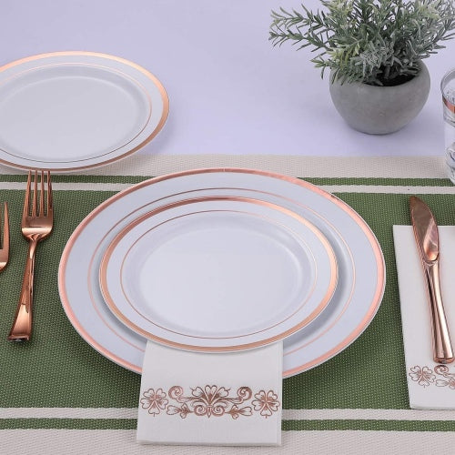 Plastik Tabak Porselen Görünümlü Rose Gold Varaklı 18 cm 12'li