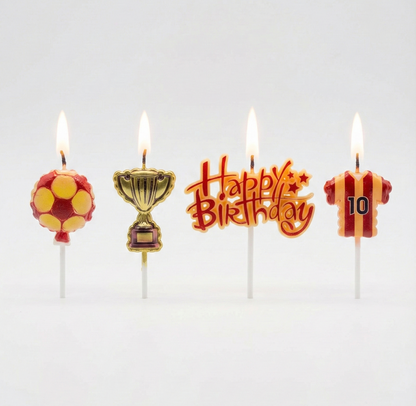 Sarı Kırmızı Happy Birthday 4'lü Doğum Günü Mumu