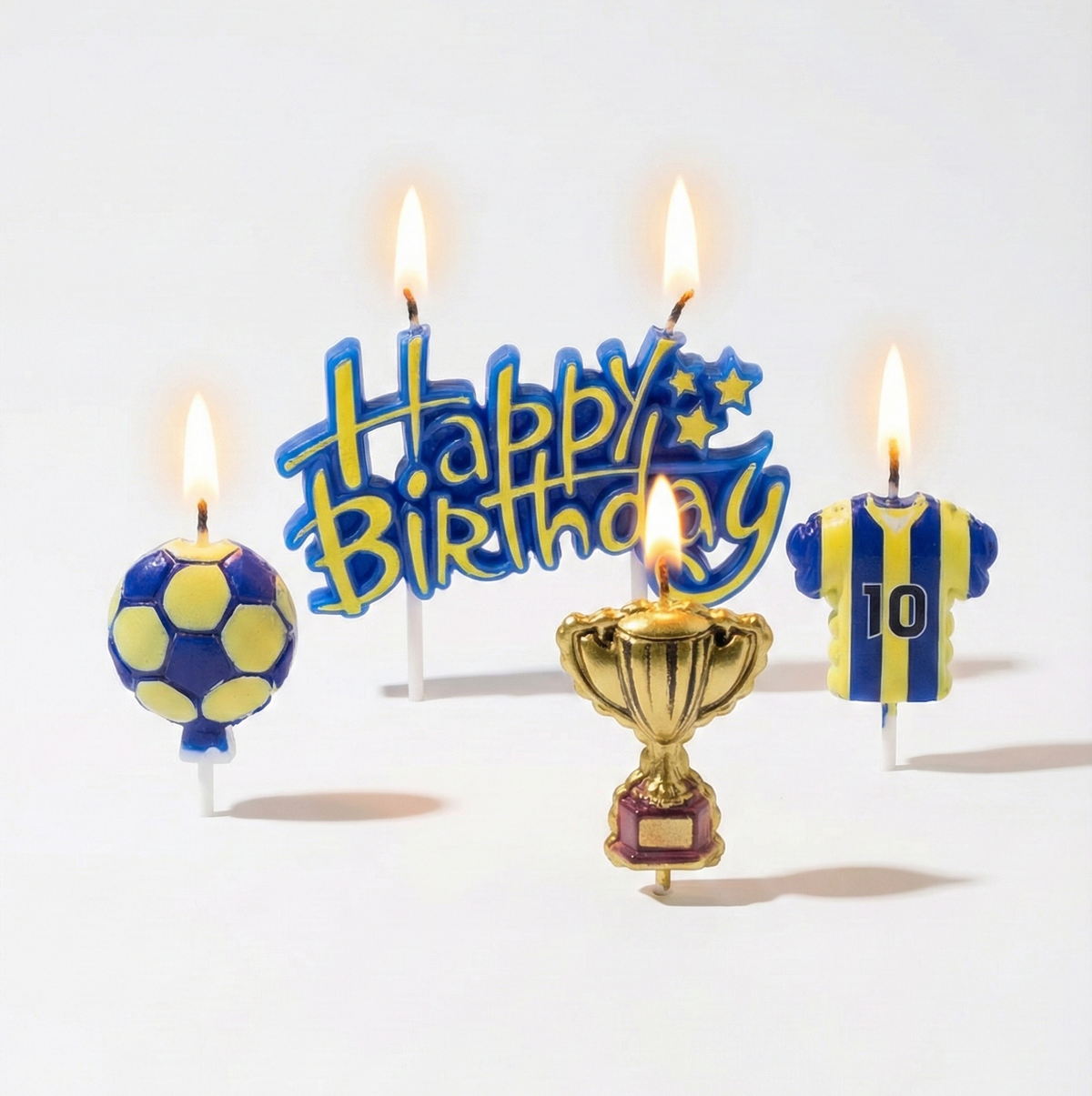 Sarı Lacivert Happy Birthday 4'lü Doğum Günü Mumu