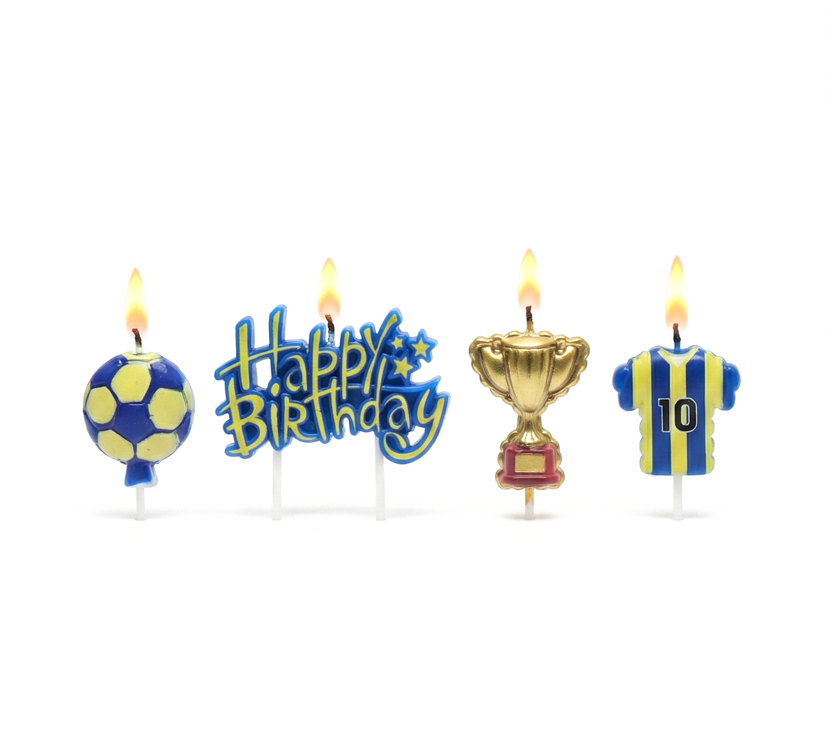 Sarı Lacivert Happy Birthday 4'lü Doğum Günü Mumu