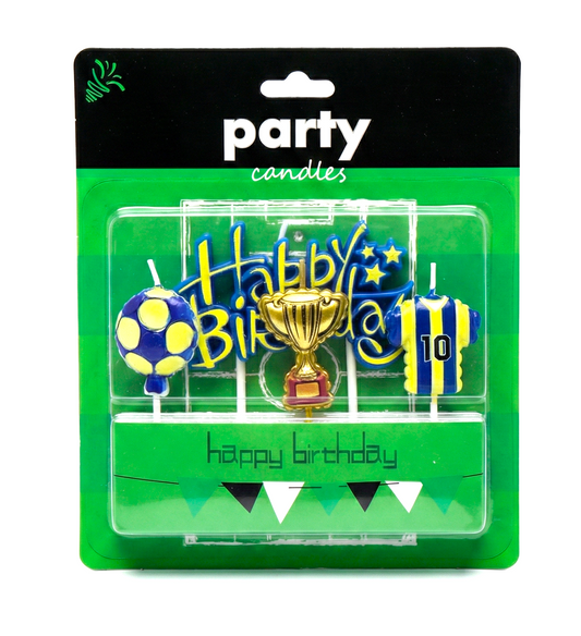 Sarı Lacivert Happy Birthday 4'lü Doğum Günü Mumu