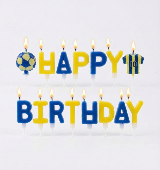 Sarı Lacivert Happy Birthday Doğum Günü Mumu Seti