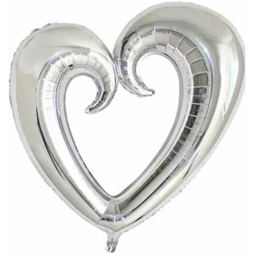 Ortası Boş Gümüş Kalp Folyo Balon