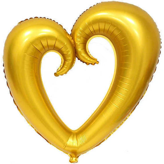 Ortası Boş Gold Kalp Folyo Balon