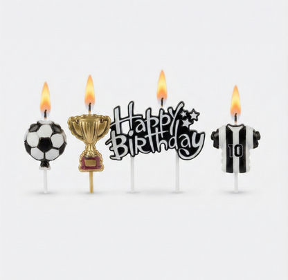 Siyah Beyaz Happy Birthday 4'lü Doğum Günü Mumu