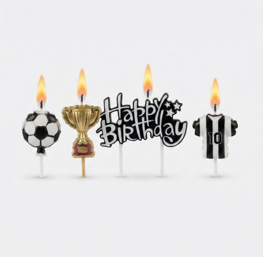 Siyah Beyaz Happy Birthday 4'lü Doğum Günü Mumu