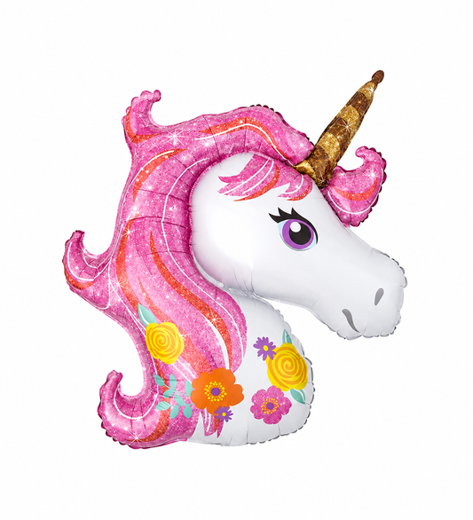 Çiçekli Unicorn Folyo Balon