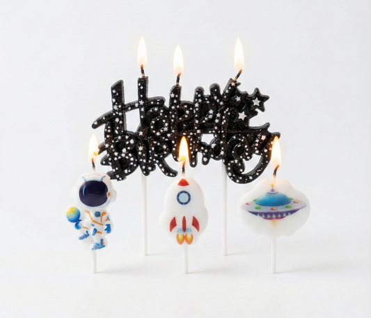 Uzay Happy Birthday 4'lü Doğum Günü Mumu