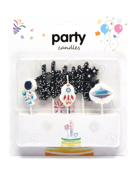 Uzay Happy Birthday 4'lü Doğum Günü Mumu